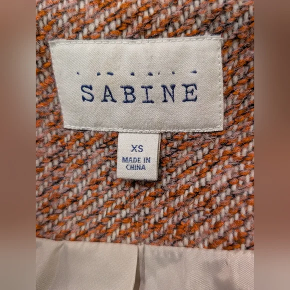 Sabine Double Breasted Wool Pea Coat Tweed Lined XS Winter/Could Jacket Pockets - Picture 5 of 11